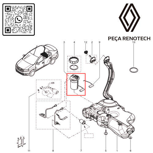 RN 22442R-NX BOMBA DE COMBUSTIVEL COMPLETA LOGAN II SANDERO II 2014 EM DIANTE -4-